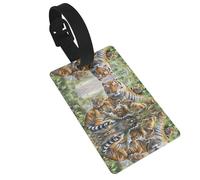 Durable Jungle Tigers Cub Print Luggage Tag with Full Back Privacy Cover â€“ Bright ID Labels for Suitcases, and Backpacks