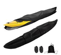 Durable Kayak Canoe Cover - 10ft-13ft- 16ft-18ft Kayak Cover Waterproof UV Protection Rain Protection 420D Kayak Covers for Outside Storage Zipped Canoe Covers(Black,16ft)