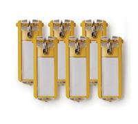Durable Key Clip Tags, Pack of 6, Yellow, Made from Strong Plastic | Key Rings with Tags and Labels, Clear and Easy to Organise Keys, Front Panel Unclips for Labels, Fits Durable Key Boxes