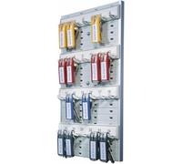 Durable Key Safe Organisation Board 24, Grey, Plastic, Holds 24 Keys | Simple Wall-Mounted Board for Securely Holding up to 24 Keys, Includes 6 Key Clips, Numbered Rails for Organisation
