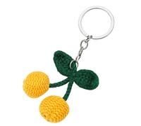 Durable Knitted Cherry Charm Pendant Unique Thread Alloy Design Keychain Decoration Gift Fashion Accessory, フリーサイズ