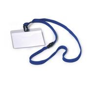 Durable Lanyard Name Badge ID Card Holder + Inserts | 10 Pack | 60 x 90mm | Blue