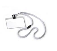 Durable Lanyard Name Badge ID Card Holder + Inserts | 10 Pack | 60 x 90mm | Grey
