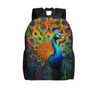 Durable, large-capacity backpack for outdoor sports and business trips | The Majestic Peacock Printed Backpack, Durable, Large Capacity, Suitable For Outdoor Sports And Business Trips