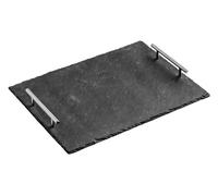 Durable Large Slate Tray With Stainless Steel Handles, Elegant Grey Tray, Stainless Steel Handles Grey Tray Premier Housewares Grey One Size