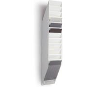 Durable Leaflet Holder Flexiboxx 12 A4, Portrait, White, Wall Mounted | Wall Brochure Rack with Large Capacity, Easy to Install, For Menus and Leaflets, 240 x 1115 x 135mm, Made in Germany