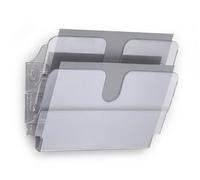 Durable Leaflet Holder Flexiplus 2 A4 Landscape, Transparent, Wall-Mounted | Document Holder for Menus and Brochures, Easy to Install, 340 x 250 x 100mm, 2 Compartments, Made in Germany