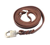Durable Leather Dog Training Leash Strap, Strong Pet Leash for Large Medium Dogs, 1.85m Long with Metal Lock, Comfortable Grip for Walking and Training in Backyard or Street