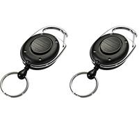 Durable LED Secure Retractable Clip Badge Reel for ID and Keys - Black - Pack of 2 - Perfect for Keeping Important Keys Securely Attached