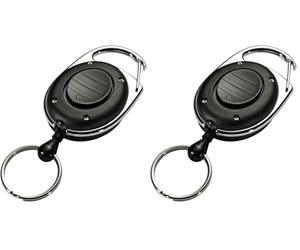 Durable LED Secure Retractable Clip Badge Reel for ID and Keys - Black - Pack of 2 - Perfect for Keeping Important Keys Securely Attached
