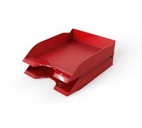Durable Letter Tray Basic A4, Set of 6, Red, Stackable | Desktop Paper Tray, Fully Modular Design, High Gloss Finish, Keeps Documents Organised, Made in Germany