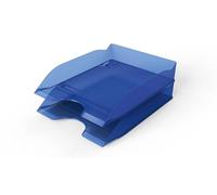 Durable Letter Tray Basic A4, Set of 6, Translucent Blue, Stackable | Desktop Paper Tray, Fully Modular Design, High Gloss Finish, Keeps Documents Organised, Made in Germany