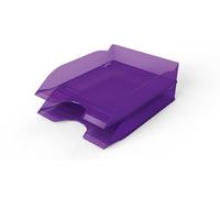 Durable Letter Tray Basic A4, Set of 6, Translucent Purple, Stackable | Desktop Paper Tray, Fully Modular Design, High Gloss Finish, Keeps Documents Organised, Made in Germany