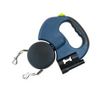 Durable Long Dog Double Leashes Walk The Dog Adjustable Pet Leash Nylon Retractable Big Dog Traction rope(Black-1)