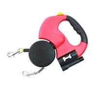Durable Long Dog Double Leashes Walk The Dog Adjustable Pet Leash Nylon Retractable Big Dog Traction rope(Red)