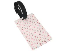 Durable Lovely Sweet red Cherry Print Luggage Tag with Full Back Privacy Cover â€“ Bright ID Labels for Suitcases, and Backpacks