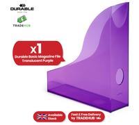 Durable Translucent Magazine Rack Document Desk File Organiser, A4 Clear Purple