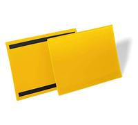 Durable Magnetic Document Sleeve A4 Landscape - Pack of 50 Pockets - Yellow - Perfect for Use on Warehouse Racking for Picking Locations