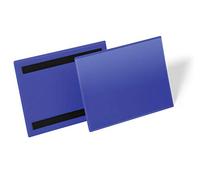 Durable Magnetic Ticket Label Holder Document Pockets, 50 Pack, A5 Blue