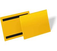 Durable Magnetic Document Sleeve A5 Landscape - Pack of 50 Pockets - Yellow - Perfect for Use on Warehouse Racking for Picking Locations