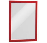 Durable DURAFRAME Self-Adhesive Magnetic Frame A4 Red - Poster Hangers for Professional Internal Signage - Self-Adhesive Attachment - Pack of 10