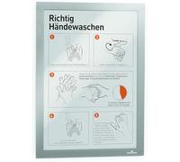 Durable DURAFRAME Self-Adhesive Magnetic Frame | A4 Format In Dark Silver | Pack of 1 Frames | Document Frame for Professional Internal Signage
