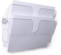 Durable FLEXIPLUS DUO Magnetic A4 Landscape Leaflet Holder - Transparent - Magnetic Wall Mounted Document Holder - Use as a Leaflet Stand, Menu Holder, Paper Storage, etc.