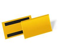 Durable Magnetic Ticket Holder 150 x 67mm Yellow - Pack of 50 Label Holders - For Clearly Labelling Warehouse Shelves and Racking