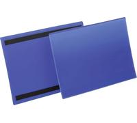 Durable Magnetic Ticket Holder A4 Landscape, Pack of 50, Dark Blue | Label Holder for Warehouse Shelves and Racking, Made from Robust Polypropylene, Scanner-Friendly, Made in Germany