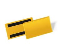 Durable Magnetic Ticket Holder 150 x 67mm, Pack of 50, Yellow | Label Holder for Warehouse Shelves and Racking, Made from Robust Polypropylene, Scanner-Friendly, Made in Germany