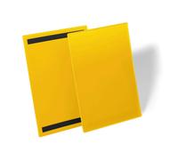 Durable Magnetic Ticket Holder A4 Landscape Yellow - Pack of 50 Label Holders - For Clearly Labelling Warehouse Shelves and Racking