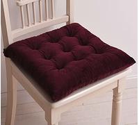 Durable Memory Foam Chair Pads Set of 4 Non Slip Kitchen Seat Cushions for Dining Chairs Comfortable Ties Included Elegant Wine Red Color