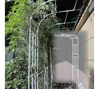 Durable Metal Arch Trellis for Climbing Plants, Adjustable Height Support for Roses & Vines, Sturdy Steel Frame, White, 2.0m W x 2.4m H