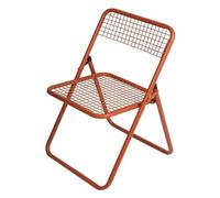 Durable Metal Folding Chairs, Wrought Iron Mesh Dining Chairs for Weddings, Parties, Offices, Balconies, and Gardens - Stylish Orange Outdoor Seating
