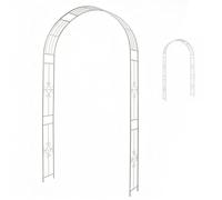 Durable Metal Garden Arbor for Climbing Plants, 118cm x 240cm x 24cm Pergola Trellis, Outdoor Indoor Decoration with Ground Anchor, Black/White Rose Support Arch