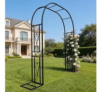 Durable Metal Garden Arch for Climbing Plants & Roses Rust Resistant Weatherproof Outdoor Trellis Easy Assembly Black 260x40x230cm Perfect for Gardens & Patios