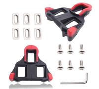 Durable Metal-Nylon Bicycle Cleats, Compatible with Many Pedals, High-Performance Anti-Slip Design for Road Indoor Cycling Shoes, Black Red Color, 9.8x6.3cm Size
