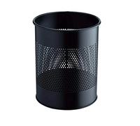 Durable Round Metal Perforated Waste Bin, Scratch Resistant Steel, 15L Grey - 33