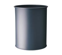 Durable Metal Round Waste Bin - Steel - 15L - Charcoal Grey