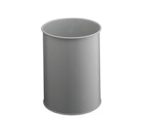 Durable Metal Round Waste Bin | Scratch Resistant Steel | 15L | Grey