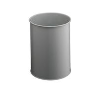 Durable Metal Round Waste Bin - Scratch Resistant Steel - 15L - Grey