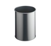 Durable Metal Waste Bin 15L Silver