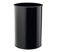 Durable Metal Round Waste Bin | Scratch Resistant Steel | 30L | Black