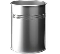 Durable Metal Round Waste Bin Silver 15 Litre Capacity | Stylish 30 mm Perforate