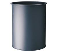 Durable Metal Round Waste Bin - Scratch Resistant Steel - 15L - Charcoal Grey