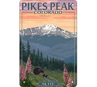 Durable Metal Sign - 8"x12" Pikes Peak Colorado Bear Wall Decoration Use Indoor/Outdoor-Great Gift and Decor Vintage Rustic Art-Print at Home Poster Aluminum Tin Awesome Poster Unframe