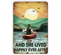Durable Metal Sign - 8"x12" The Girl Love Kayaking on The sea and she Lived Happily Ever After, Kayaking, sea Rowing Kayak tin Sign Use Indoor/Outdoor-Great Gift and Decor Vintage Rustic Art-Print at