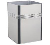 Durable Metal Square Waste Bin Silver 18.5 Litre Capacity | Stylish 30 mm Perforated Ring | Waste Basket for Offices, Schools, Home, etc.