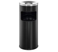 Durable Metal Waste Bin with Fire Extinguishing Ashtray - 17L - Black