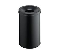 Durable Fire Extinguishing Metal Waste Bin - Tuv Certified - 30L - Black